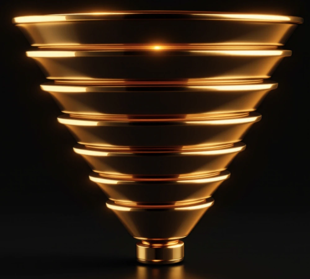 Sales funnel stages from cold traffic through offer, capture, qualification, nurture and booked call to closed business.